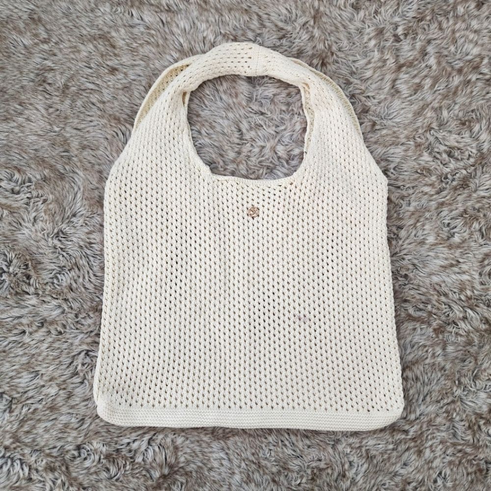 Calvin Klein Knit Shoulder Hobo Bag in Ivory/Cream